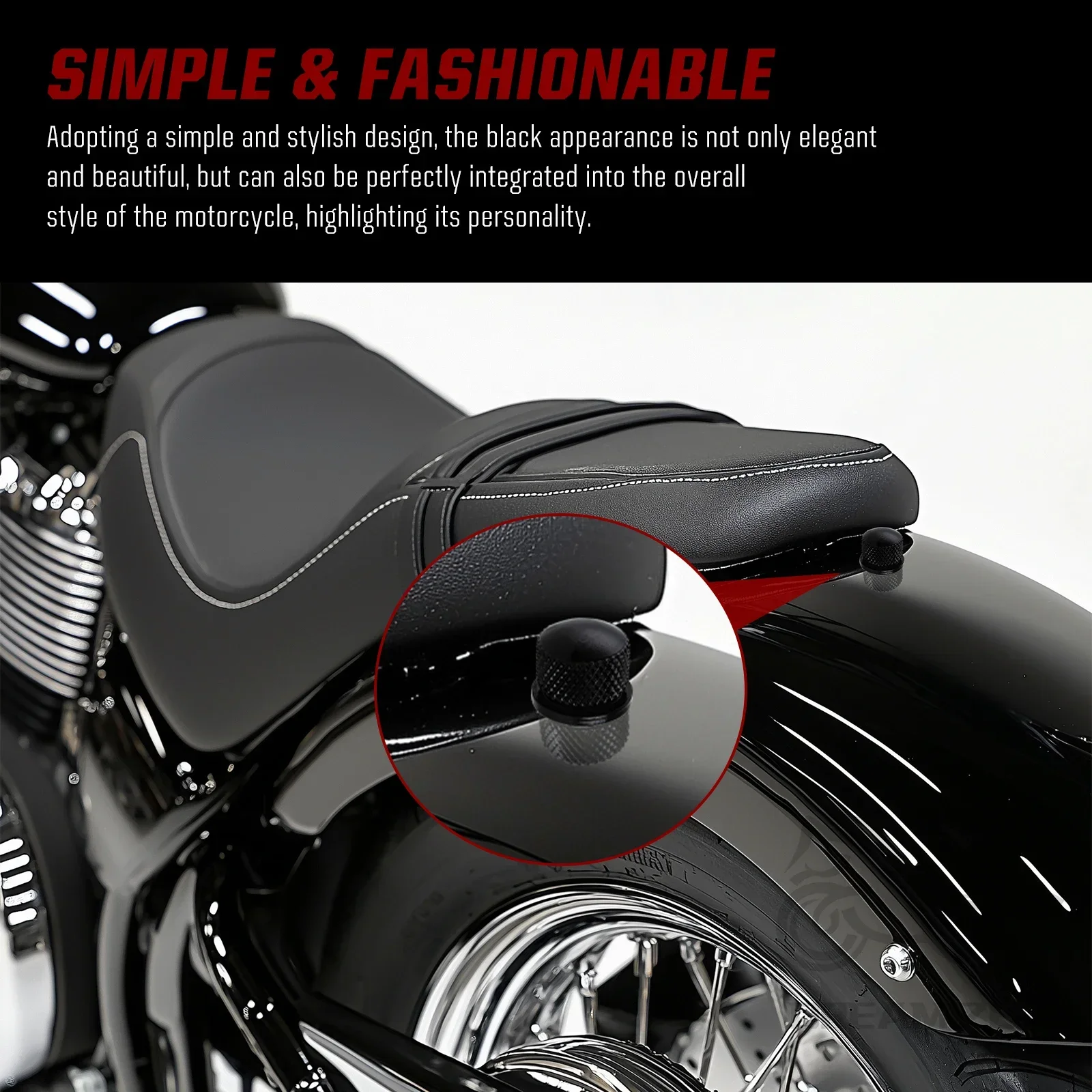 Stainless Steel Seat Bolt Nut Tab Screw Mount Knob Cover Compatible for Harley Davidson Sportster Softail Touring Dyna 1996-2024