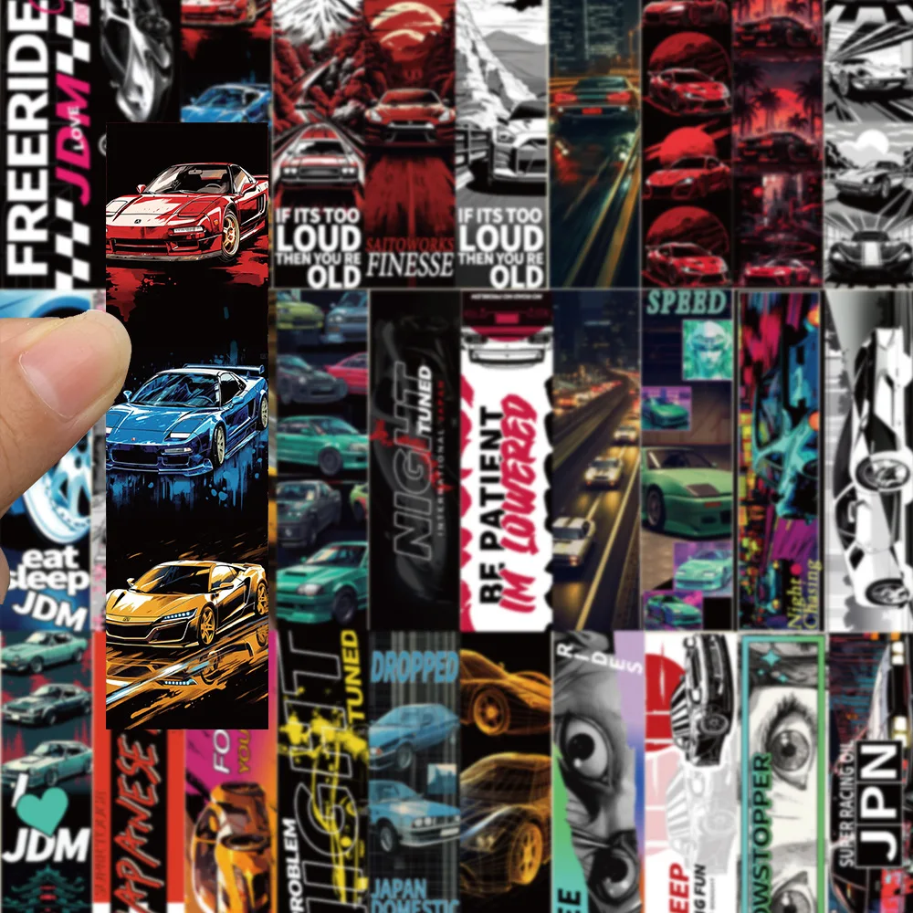 10/30PCS JDM Retrofit Racing Car bookmark Waterproof Stickers Decals Kids Toy DIY Phone Luggage Car Bike Graffiti Stickers