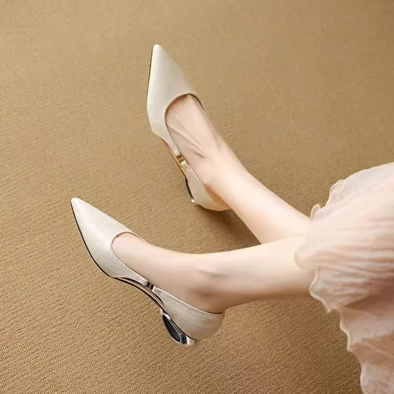 New Summer Classic Solid Color Women's High Heels Fashion Brand Designer Sandals Comfortable Office Women's Pointed Toe Shoes 40 view 2