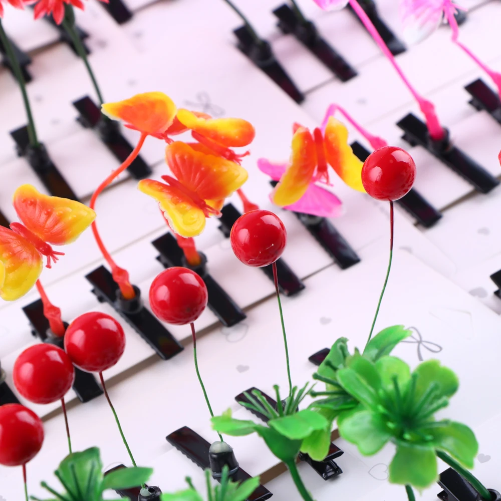 10/30/50Pcs/Lot Fashion Cute Funny Plant Butterfly Hairpin Women Girl Creative Grass Flower Mushroom Clip Headwear Accessories