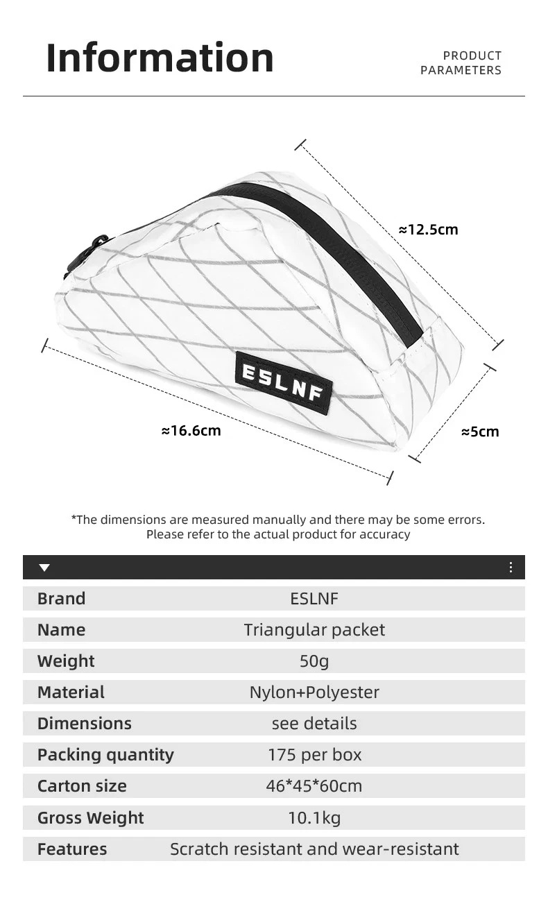 ESLNF Leichte Fahrradtasche Modische Fahrradrahmentasche MTB Rennrad Satteltasche Wasserdichte Fahrrad-Hecktasche – Detail 2