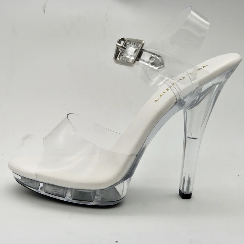 

LAIJIANJINXIA New 13CM/5inches PVC Upper Model Sexy Exotic High Heel Platform Party Women Sandals Pole Dance Shoes N041