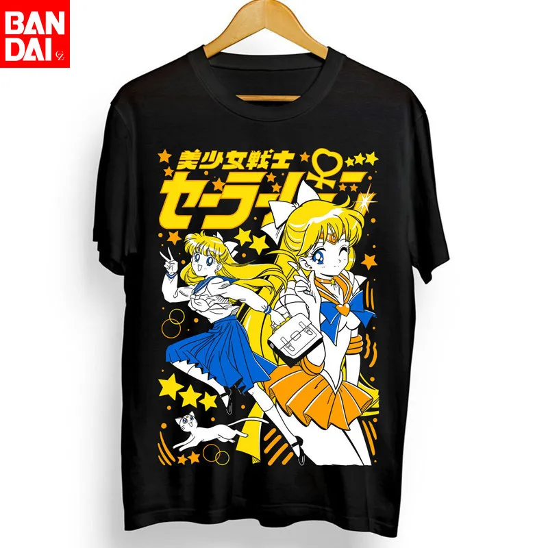 Sailor Moon Venus & Minako Aino Retro Anime Black T Shirt 2026 Summer Oversized Streetwear Graphic Tee for Women Men Casual Tops - view 2
