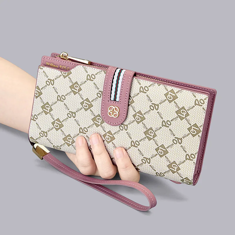 Women's fashionable wallet, personalized long handbag, high-end printed card holder