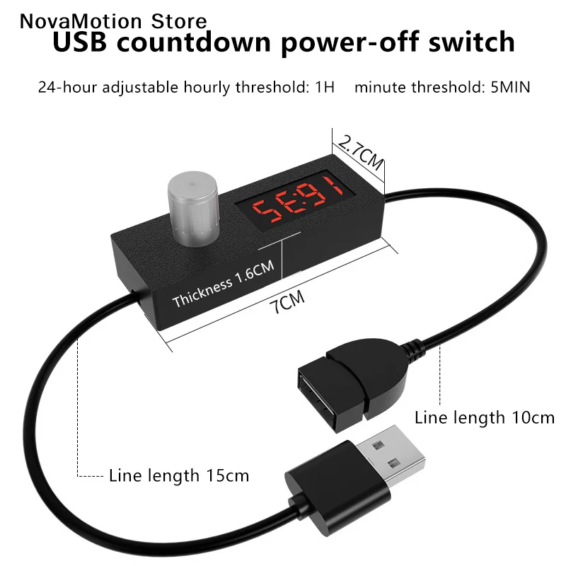 [NM]24h Automatic Shutdown Timer Digital Countdown Timer USB Switch Cable Wire Portable Adjustable Timer Switch Home/Office Use
