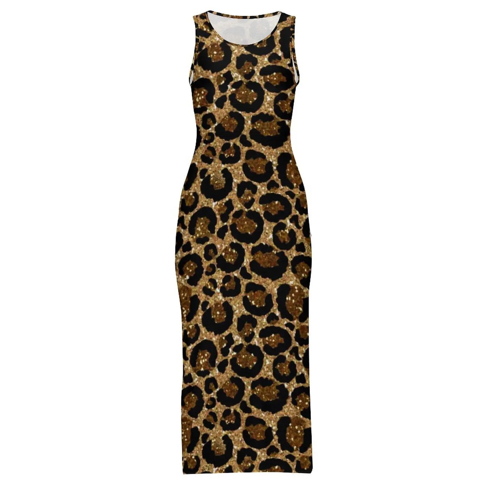 Weibliche Helle Leopard Print Kleid Trendy Animal Street Wear, Figurbetontes Kleid Sommer Casual Maxi Kleider Design Oversize Vestido