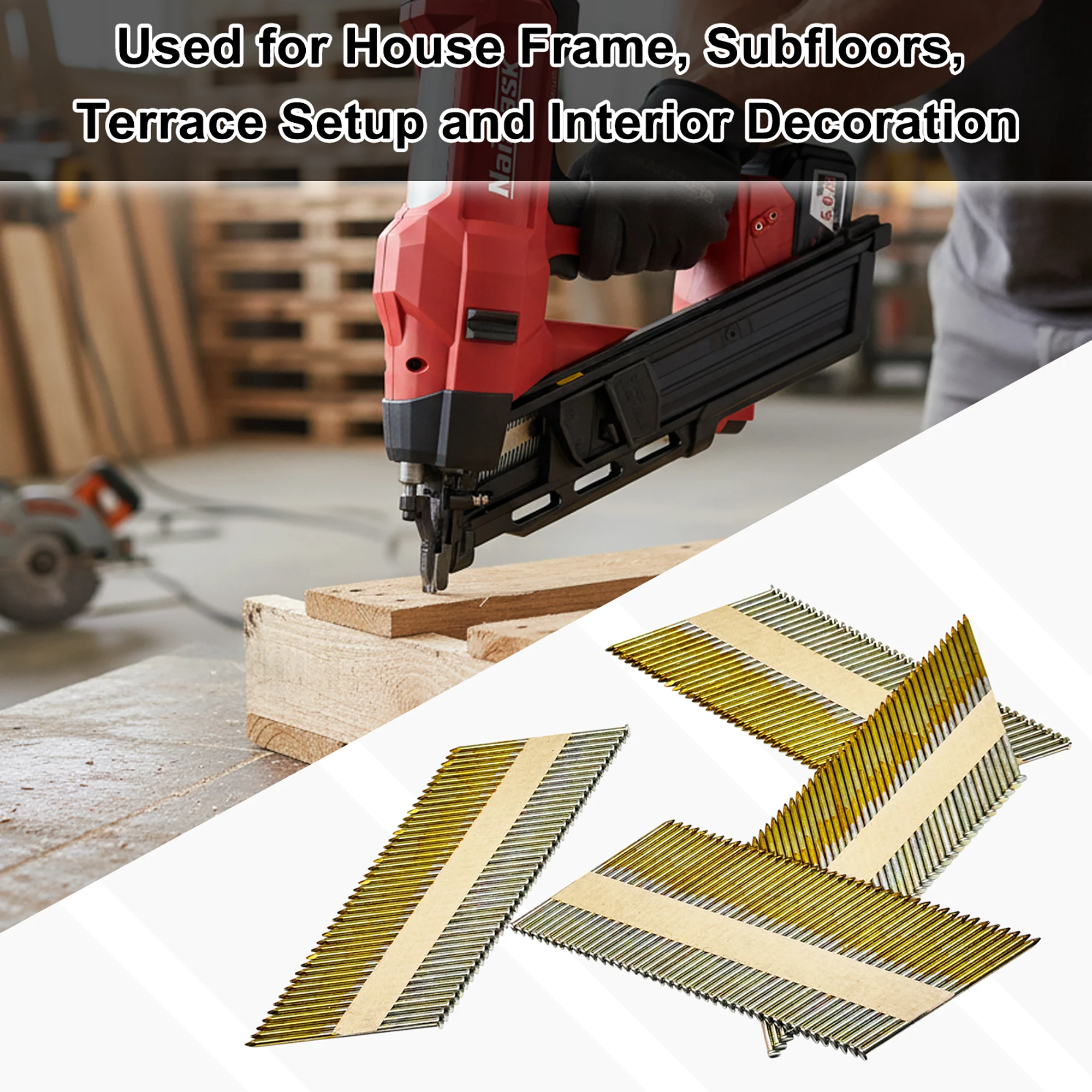 200PCS 34 Degree D Head Framing Nails Galvanized Paper Collated Smooth Shank for Floor Joists and Timber Construction
