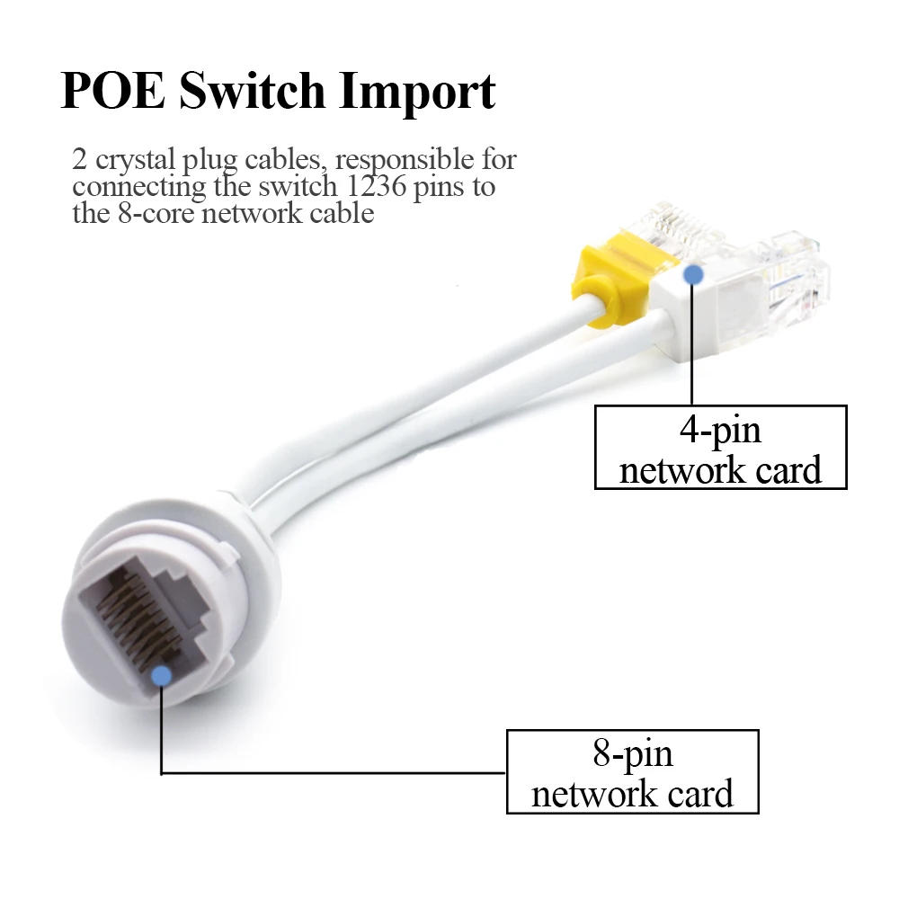 Imagem -03 - Wgwk em Rede Cabling Conector Cabo Poe Divisor de Três Vias Conector Rj45 para Vigilância de Segurança ip Poe Peças de Câmera