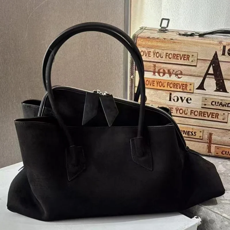 

Брендовая нестандартная сумка-тоут, модная женская матовая сумка с двойной молнией, большая вместительная сумка для пригородных поездок, замшевая повседневная сумка для одного комнаты