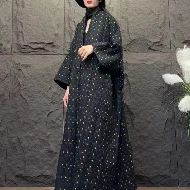 Vefadisa 2024 autunno inverno nuovo verde Polka Dot donne Trench cappotto con scollo a v manica a pipistrello moda tutto-fiammifero cappotto lungo ZXY1036A