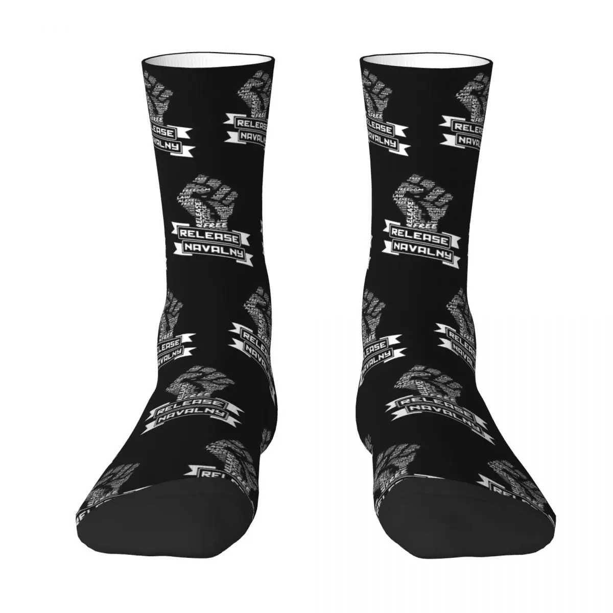 Funny Release Navalny Soccer Socks Polyester Crew Socks for Women Men Sweat Absorbing