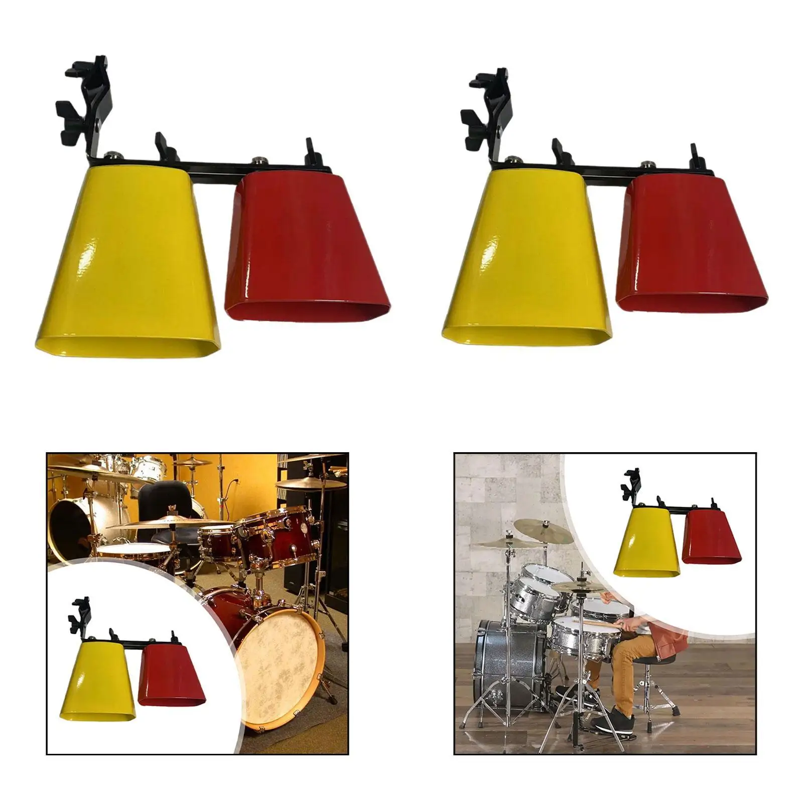 

High and Low Tone Cowbell with Adjustable Mount Drum Parts Practical Sturdy