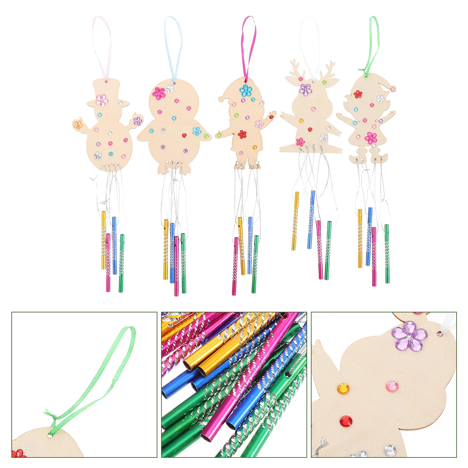

DIY Holiday Wind Chime Kit Unfinished Wooden Ornaments to Paint for Kids Festive Home Decor Craft Wooden Ornaments to Paint
