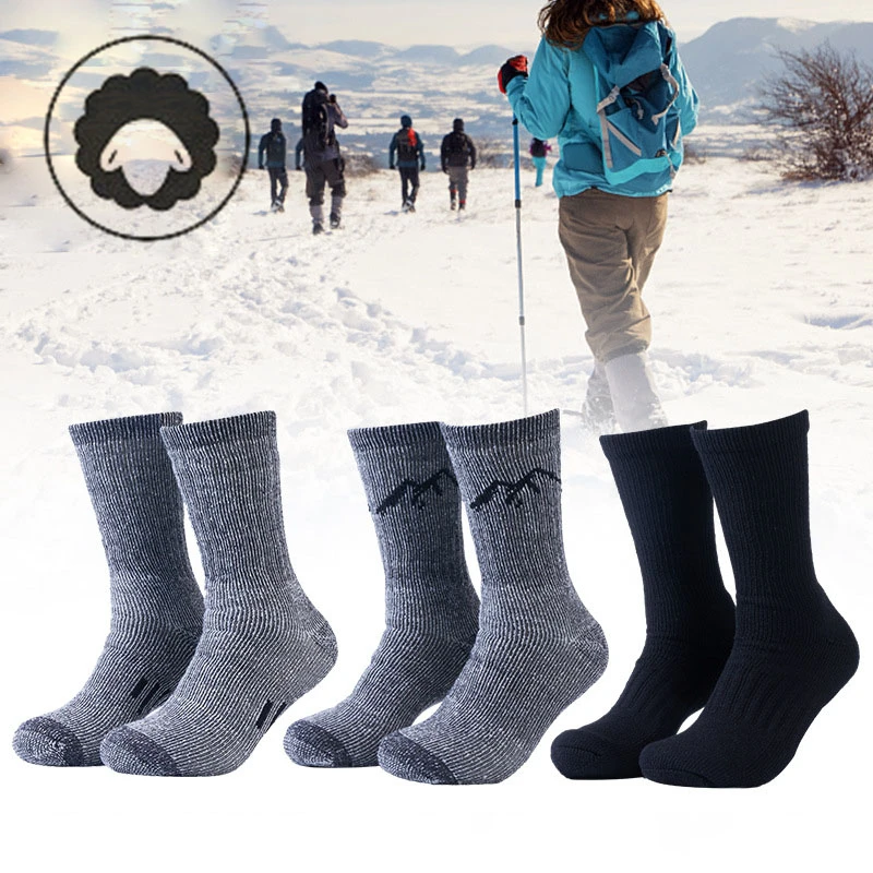 Stockings Autumn Winter New Hiking Wool Fiber Mountaineering Outdoor Absorbent Men's Sports Socks Exercise Thickening Warm Sock