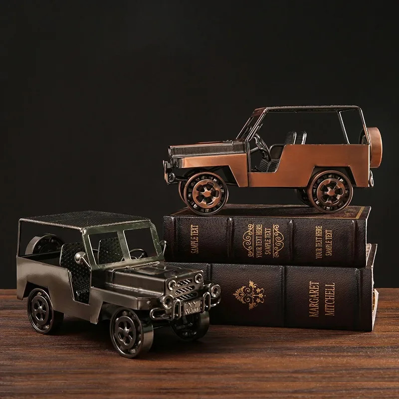 

Home Accessories Metal Figurine Desk Decoration Wrought Iron Jumbo Jeep Ornaments Classic Car Metal Crafts Home Porch TV Cabinet