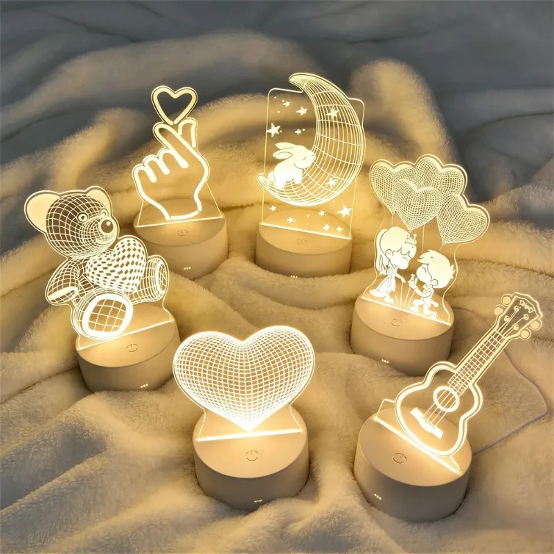 3D Acrylic Lamp USB LED Night Light for Bedroom Home Baby Shower Party Decorations Birthday Wedding Gifts Creative Design