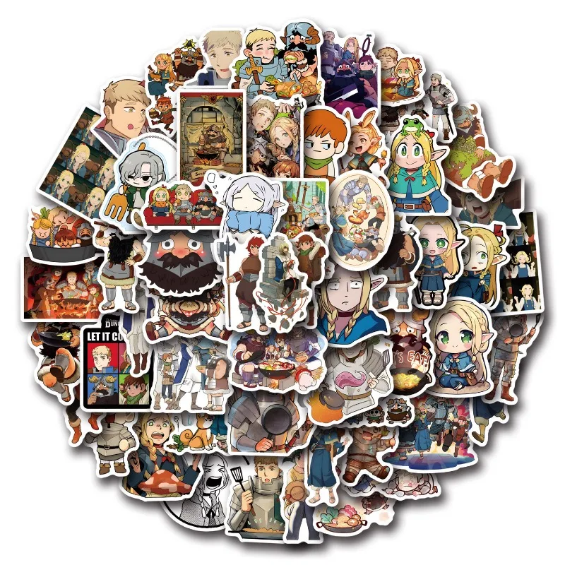 55pcs Delicious in Dungeon Graffiti Stickers Water Cup Luggage Laptop Mobile Computer Skateboard Decorative Stickers