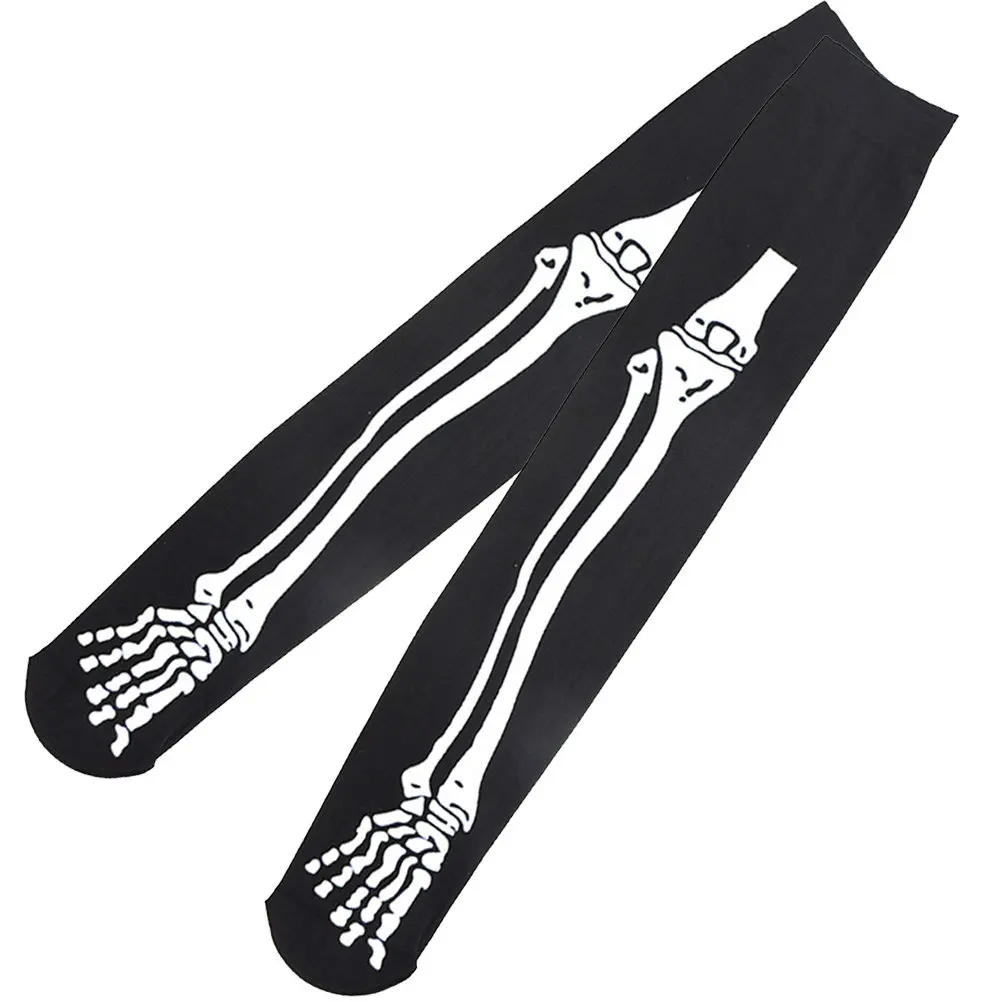 

60Cm Halloween Knee High Socks For Cosplay Masquerade Carnival Durable Bone Design Comfortable Wear Easy Dry
