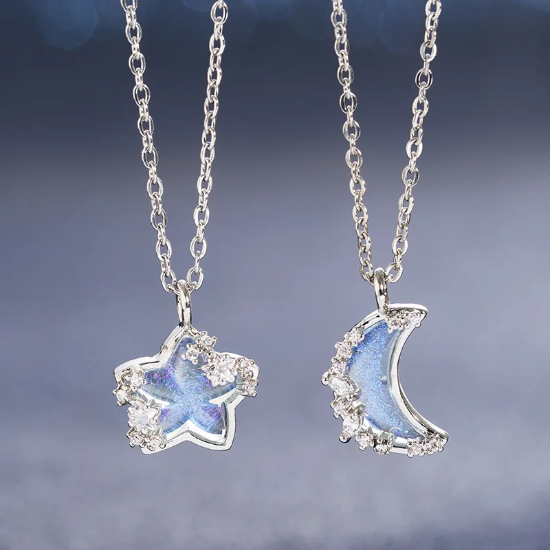 Collar de azúcar con forma de luna y estrella para mujer, cadena de clavícula con nube de Luna, cambia de Color, regalo de cumpleaños, joyería, 2023