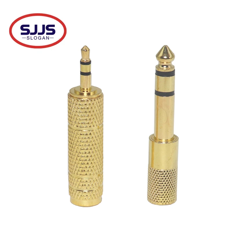 【4-2PCS】6.5 6.35mm Male Plug to 3.5mm Female Connector Headphone Amplifier Audio Adapter Microphone AUX 6.3 3.5 mm Converter