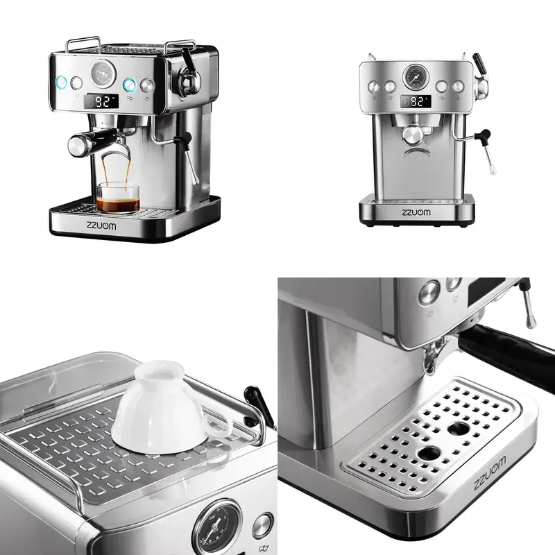 KR Italian 20Bar Electric Coffee Machine Home/Office Semi-Automatic Portable RV Use Milk Frother Stainless Steel Household
