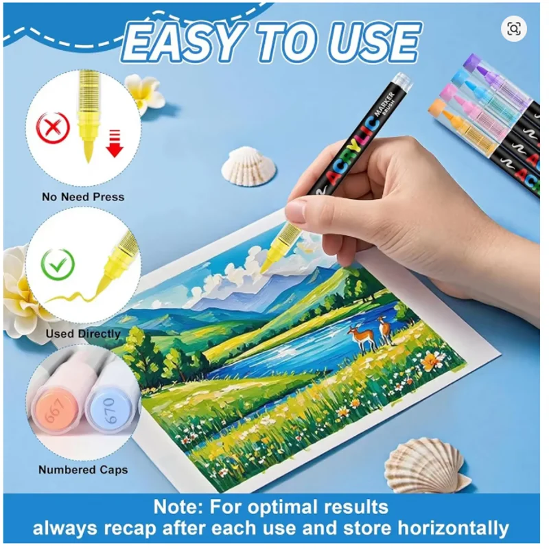 240-Color Acrylic Marker Set, Vibrant Colors, Suitable for Painting on Rocks, Glass, Plastic, Fabric, Stone, Pumpkin Decorations, Wood, and Ceramics - Designed for Professional Art Use.