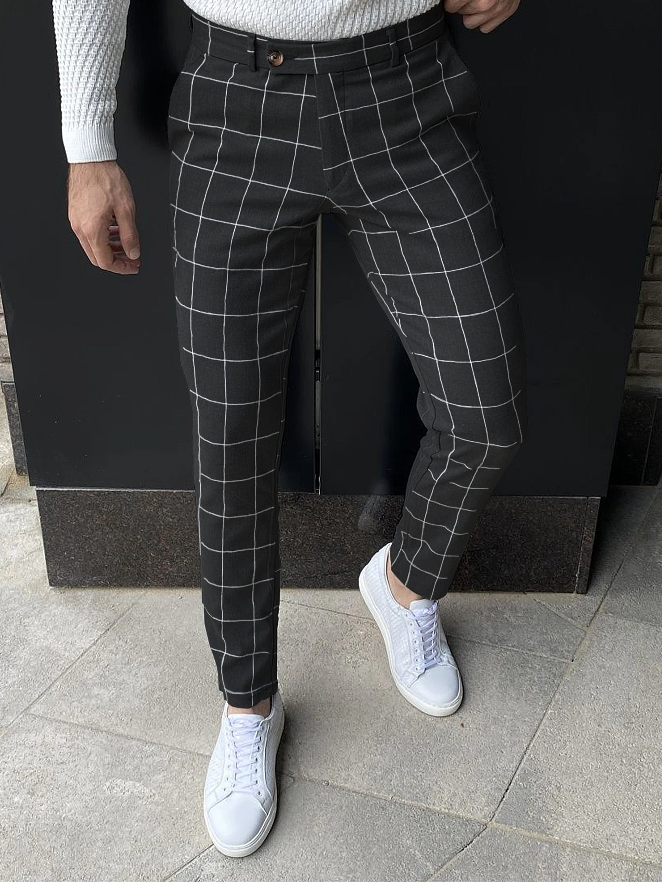 Plaid Fashion Slim Men\'s Pants Four Seasons Comfortable Breathable Small Leg Pants New Hot Daily Casual Business Outing Trousers