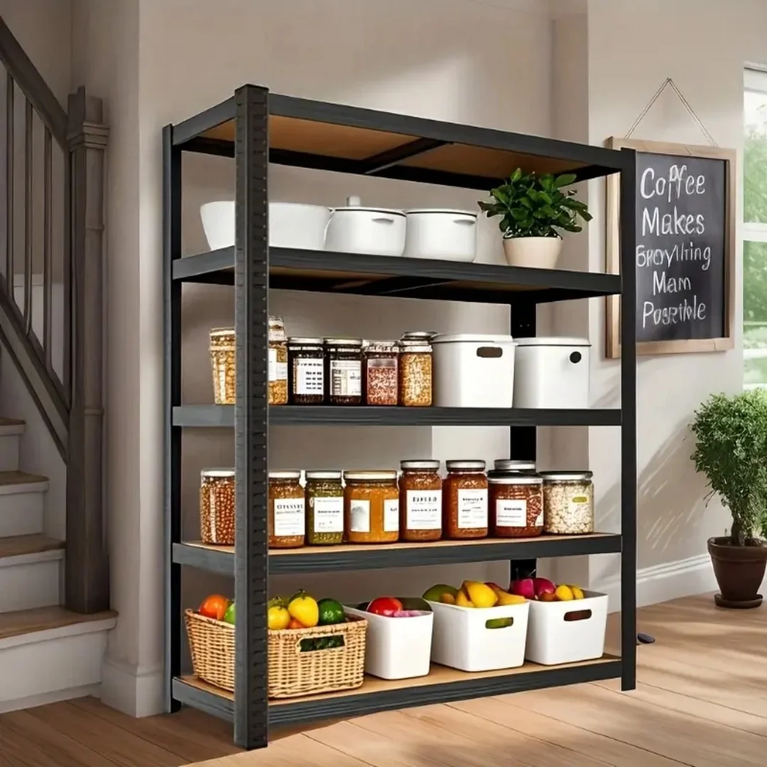 وحدة رفوف شبكية معدنية قابلة للتعديل من 5 طبقات شديدة التحمل - سعة تحميل 2000 رطل - منظم للمخزن والمرآب والمطبخ - 35.43 بوصة عرض