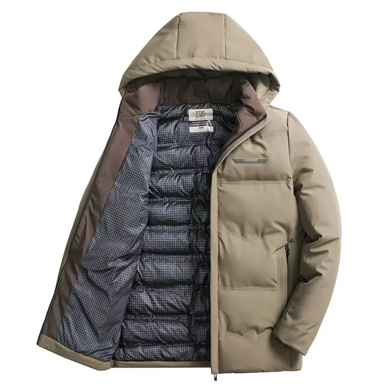 

Winter Fashion Solid Color Windproof Thickened Warm Hooded Cotton-Padded Jacket Men's Casual Loose Retro Sports Large Size Coat