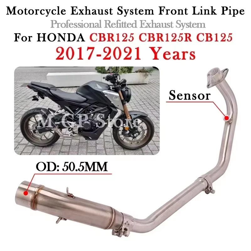 Slip-On Motorrad-Auspuff-Schalldämpfer mit Front-Mittelrohr für HONDA CBR125 CBR125R CBR 125R CB 125 2017 - 2021