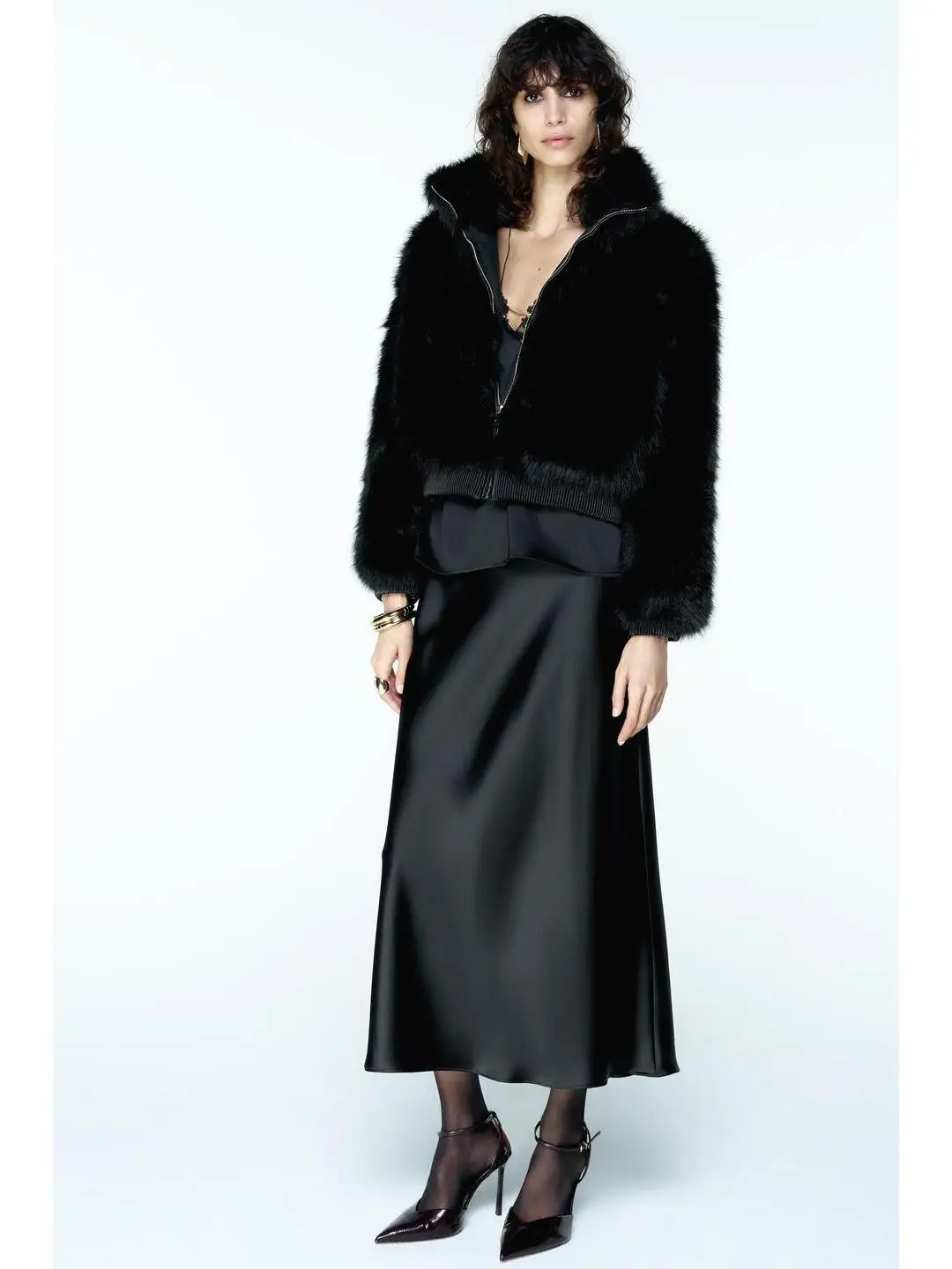 

Casual Faionable Artificial Fur Effect Long Sve Stand Collar Coat Autumn Winter New Arrival Women's ort Outerwear