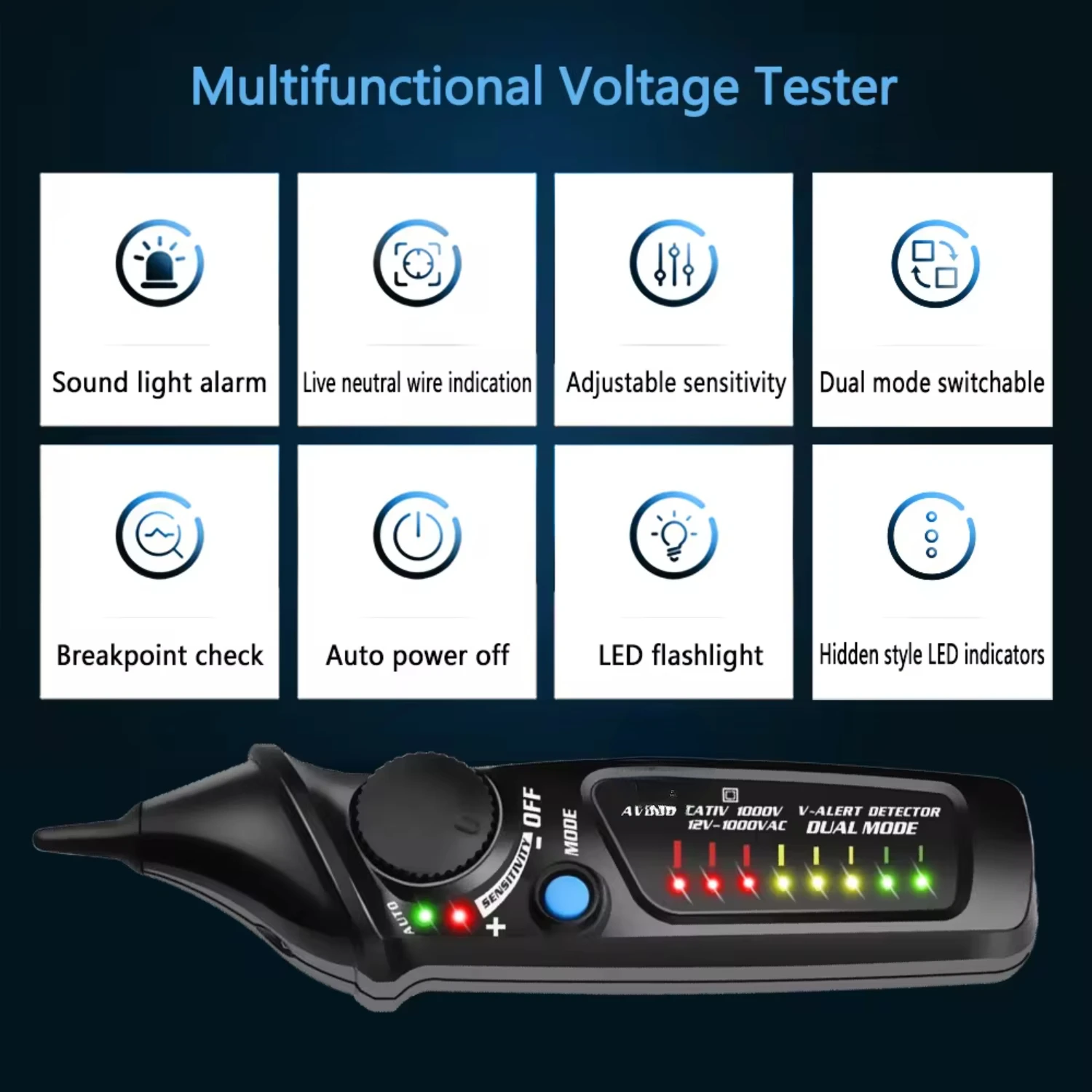 Non-Contact Voltage Detector Tester Indicator Profession Smart Test Pencil Live/phase Wire Breakpoint NCV Continuity Meter