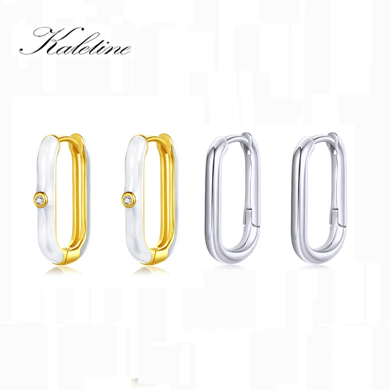 KALETINE 925 Sterlin Silver Geometric Square Hoop Earring for Women Minimalist Small Circle Huggies Ear Buckle Punk Jewelry