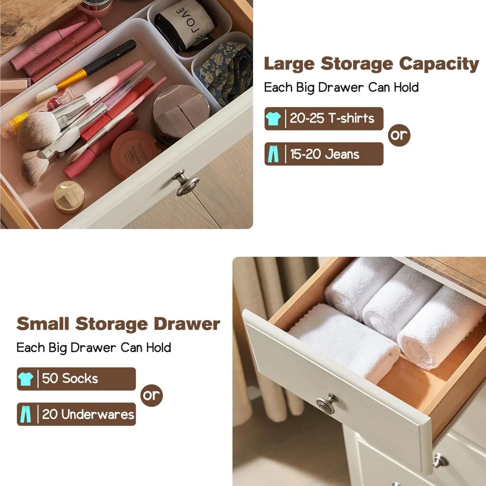 خزانة ملابس رائعة مكونة من 6 أدراج لغرفة النوم، و48 شطبة ريفية طويلة من الأدراج، ومنظم خزائن خشبية لغرفة النوم، وغرفة المعيشة #3