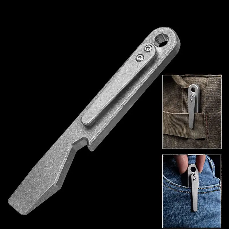 Portable Titanium Alloy Crowbar Driver Buckle Keychain Multifunctional Bottle Opener Outdoor Survival Self-defense EDC Tools