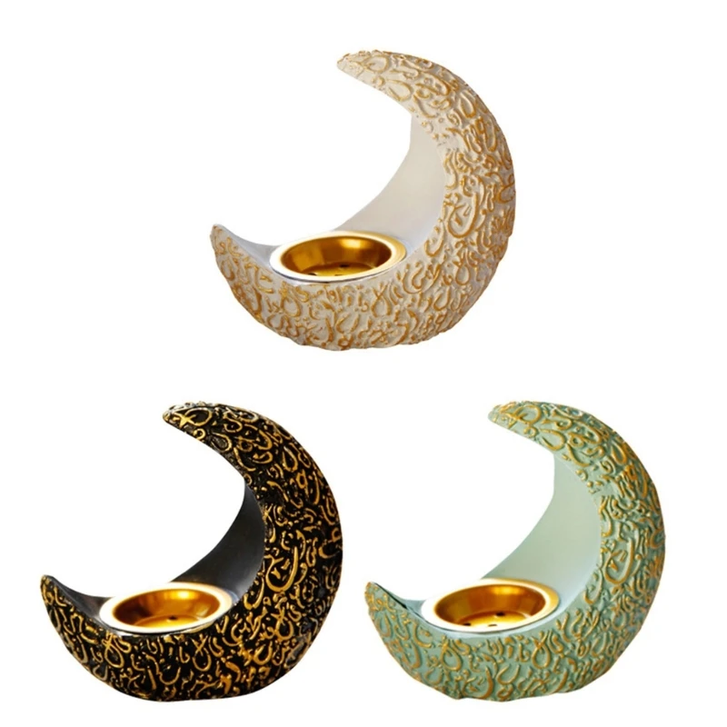 Elegant Incenses Burners Resin Burners Moon Perfect for Home Office Creating Serenes Atmospheres Black/White/Blue