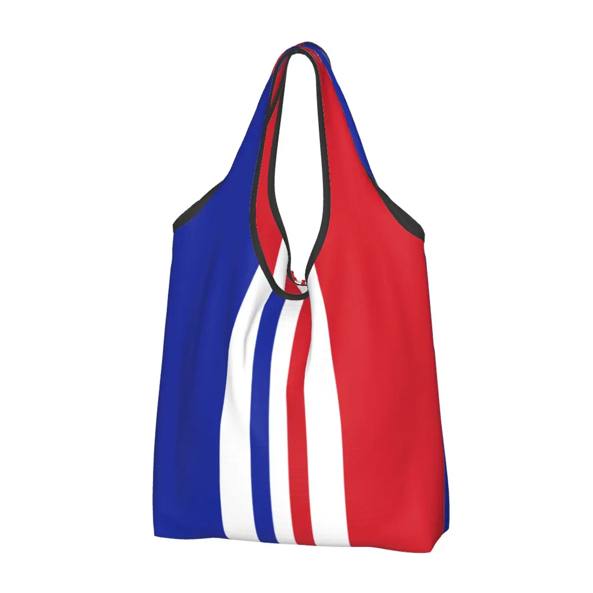 

France Flag Groceries Shopping Bag Custom Shopper Shoulder Tote Bags Large Capacity Portable French Proud Handbag