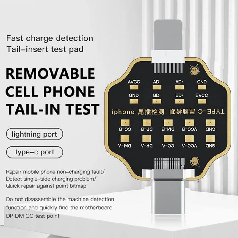 Niet-Verwijderende Mobiele Telefoon Staart Plug Testbord Staart Inbrengen Tester Voor Iphone Type-C Telefoon Snelladen Detectie Tool