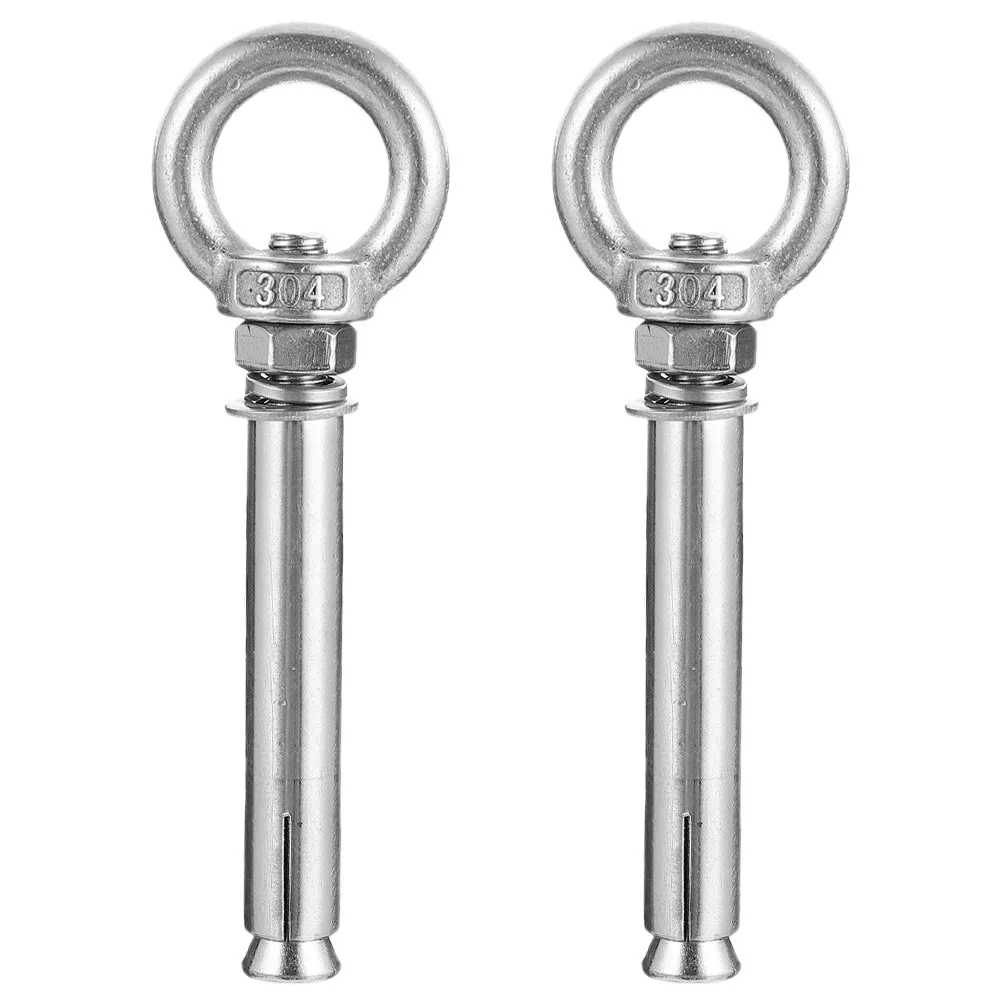 2Pcs Stainless Steel Expansion Eye Bolts Secure Concrete Wall Heavy Duty Anchors Cement Screws Expansion Concrete Wall Fasteners