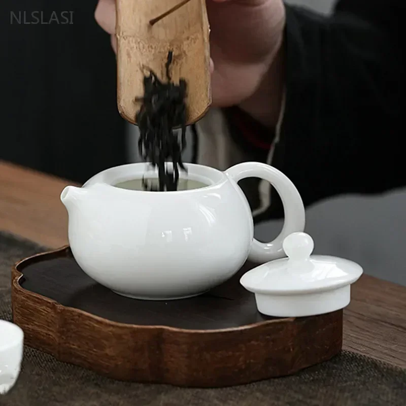 210ml Dehua Ceramic Tea Set Handmade Xishi Filter Tea Pot Custom Portable Outdoor Teaware Chinese White Porcelain Beauty Teapot