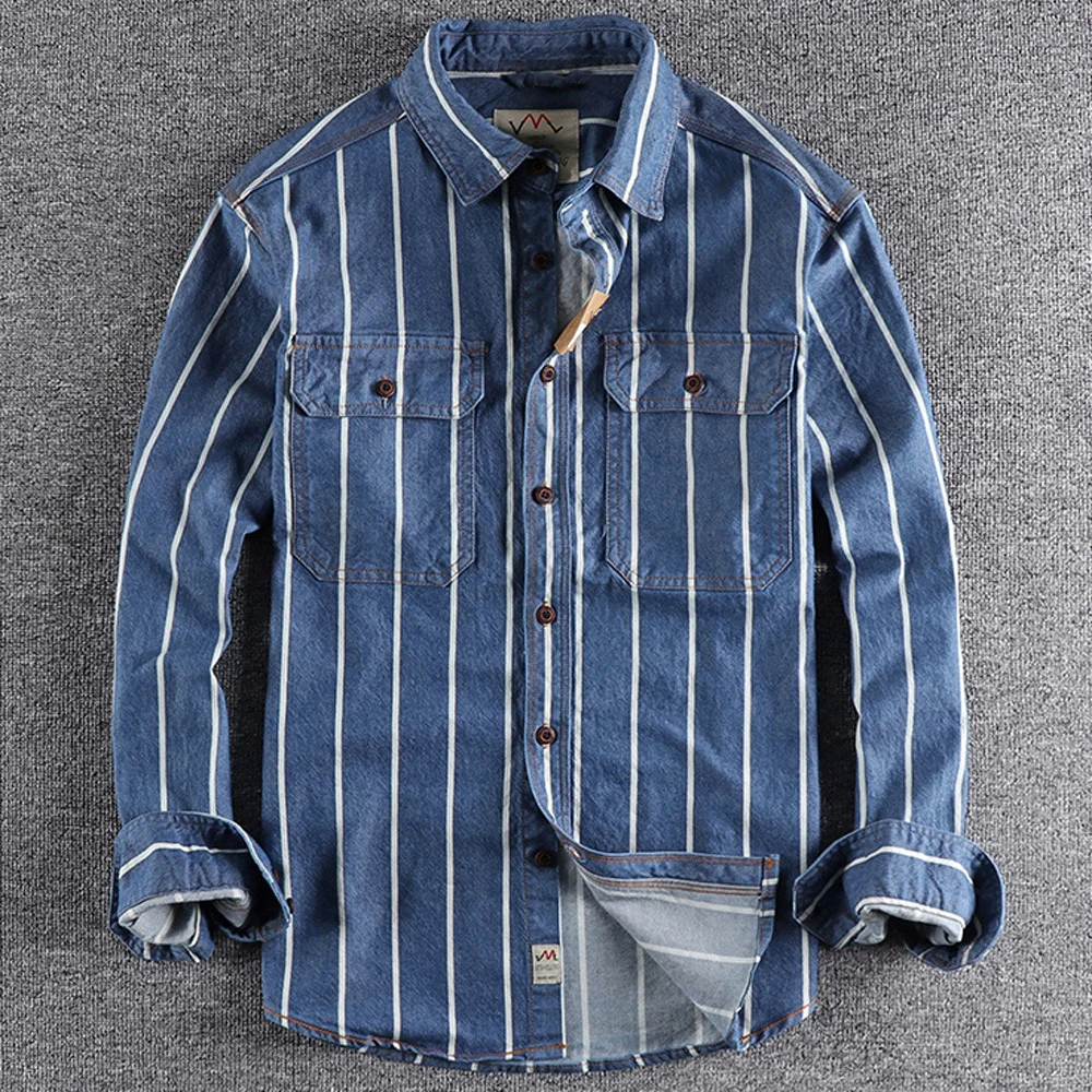 Arrivals Quality Mens New Jeans Shirt Spring Autumn Summer Coat Shirt Stripe Printed Business Top Tee Shirts Streetwear European