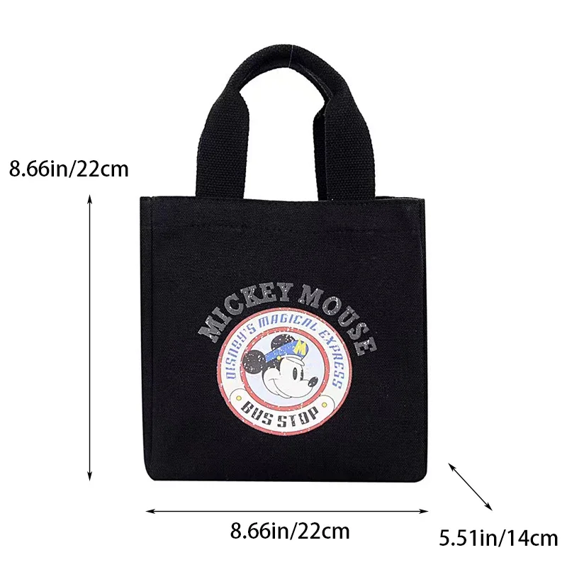 حقيبة يد نسائية كلاسيكية من ديزني ميكي مطبوعة برسوم كارتونية ذات سعة كبيرة حقيبة تسوق صغيرة من القماش للنساء