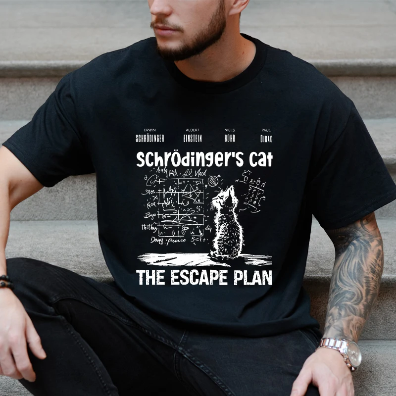 T Shirt for Men Clothing Fashion  Cat The Escape Plan Geeky Printed T Shirts Harajuku Short Sleeve Tee Casual Men's Clothing