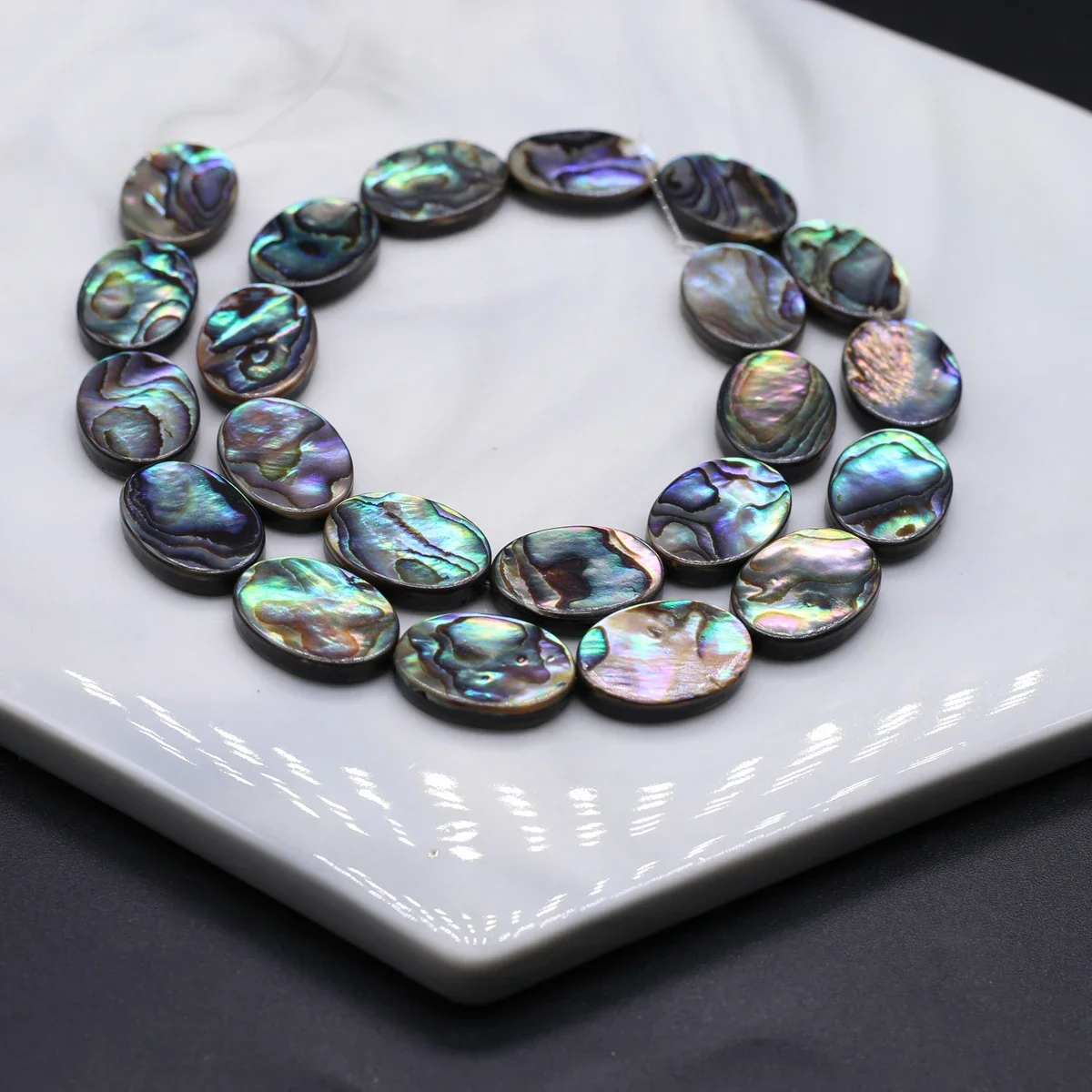 

Natural Freshwater Shell Oval Shape Abalone Shells Loose Spacing Beaded Jewelry Making Necklaces Earrings Bracelets Accessories