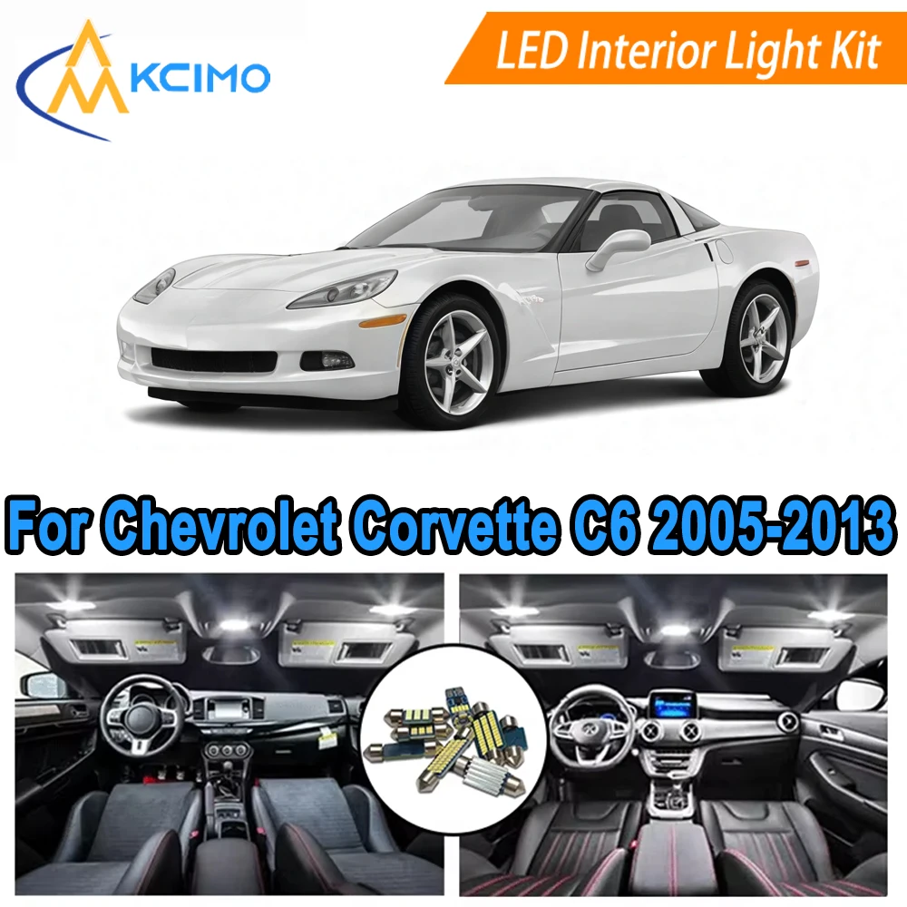 

LED Kit Interior Light Bulbs For Chevrolet Corvette C6 (2005-2013) Dome, Map, Door Lights Super Bright Light Set Easy Install