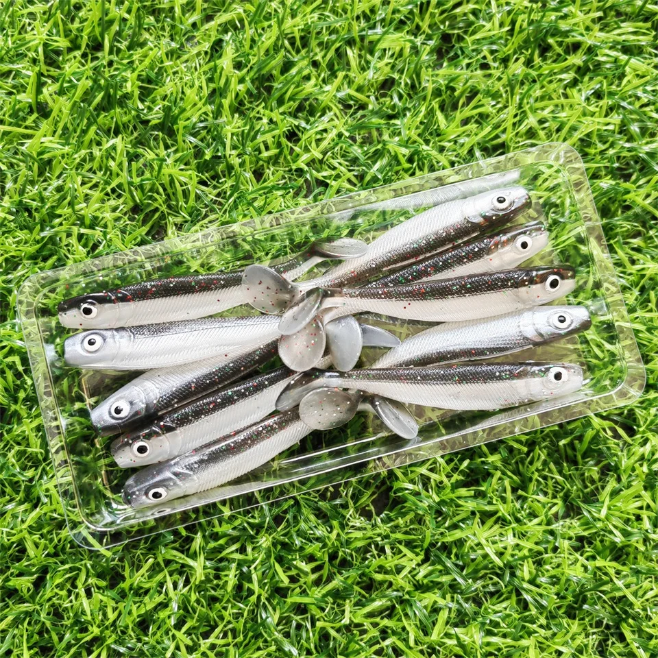 Swolfy 10pcs Soft Lures 60mm 2g T Tail Jigging Fishing Lures Wobblers Bass Pike Aritificial Silicone Swimbait Leurre Souple