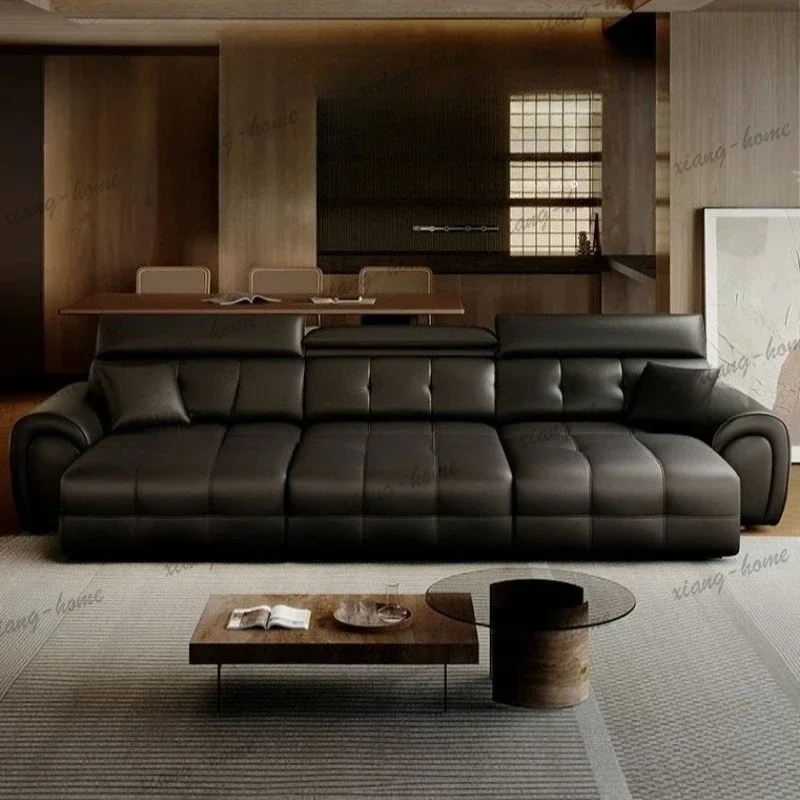 LSModern Luxury Lawrence Genuine Leather Sofa Bed Multifunctional Living Room Sofas And Seating Convertible Couch Home Furniture