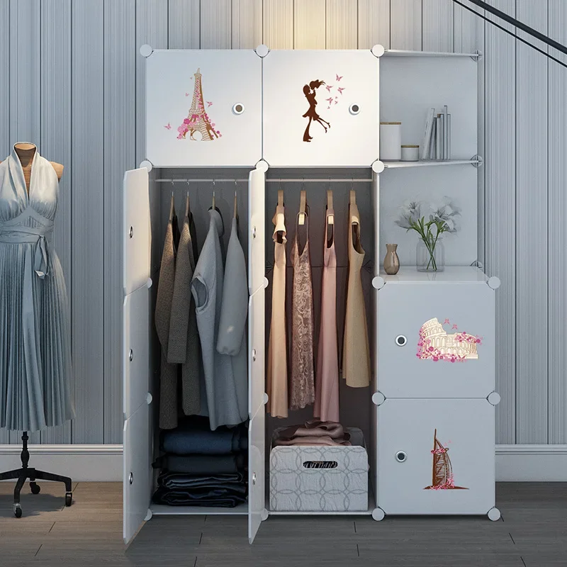 

New model Simple Wardrobe Home Bedroom Wardrobe Locker Single Dormitory Small Assembly Plastic Storage Cabinet