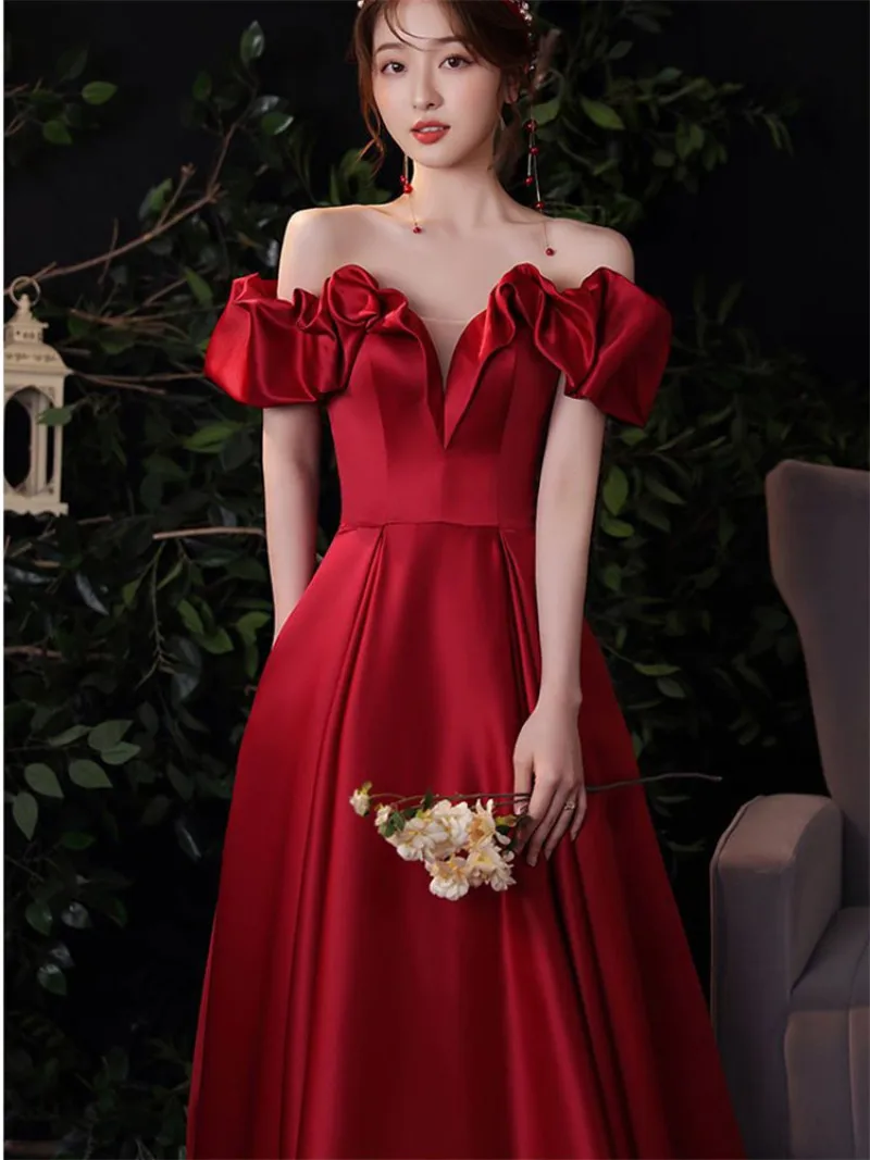 Sweet Memory Fashion Women A-line Elegant Evening Dress Birthday Party Homecoming Gown Lady Princess Lace Up Satin Prom Dresses