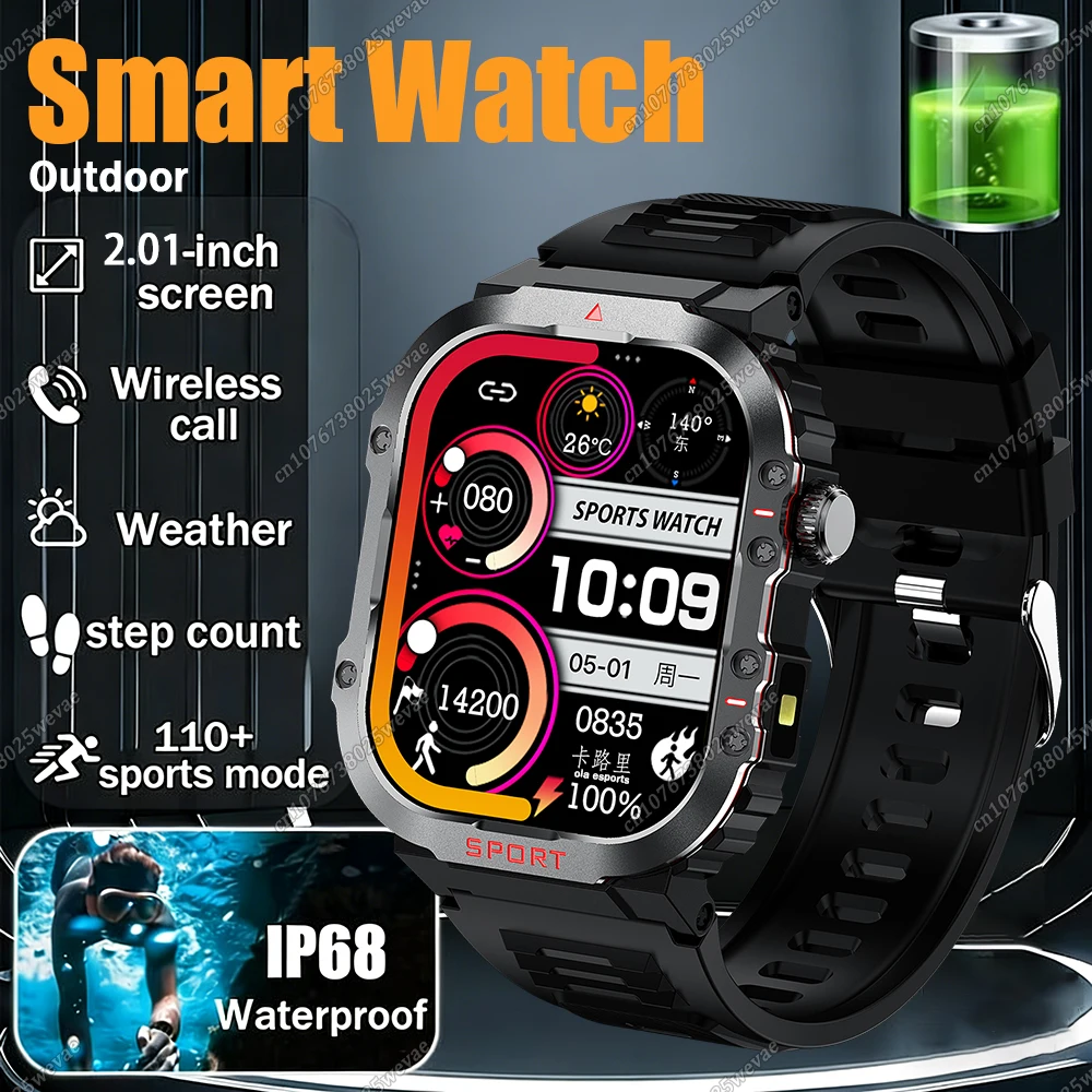 

Military GPS Smart Watches For Men Flashlight Waterproof Outdoor Sport Tracker Bluetooth Call Smartwatch Man Women 2026 New HW12